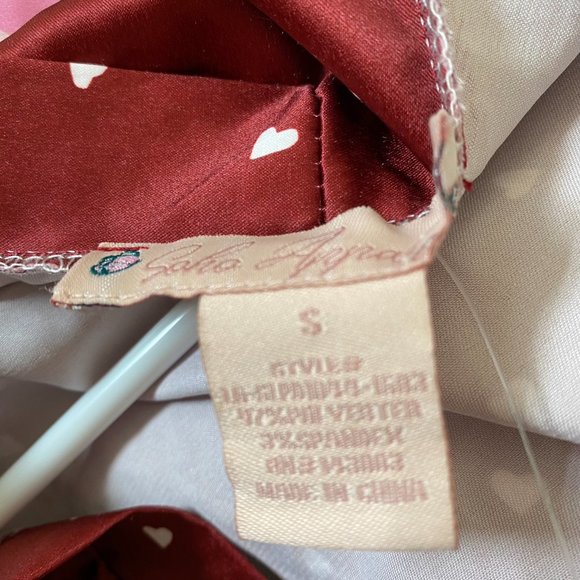 SOHO Apparel Robe Heart Print Red Satin Small Womens Valentines Silky Tie Belt - Picture 5 of 5